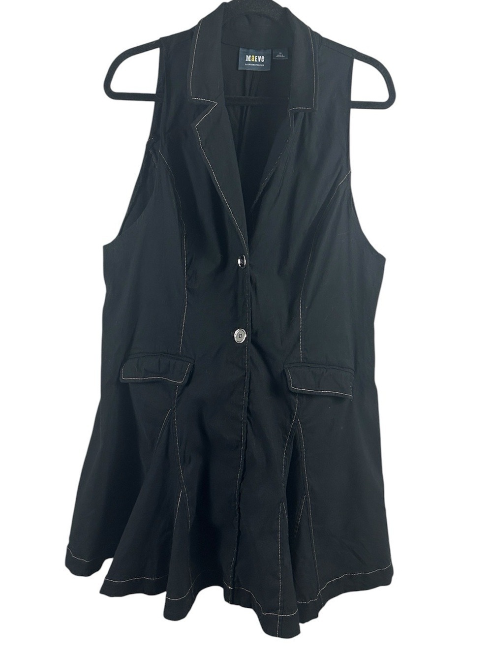 Maeve Black Sleeveless Button-Front Vest Dress Size 1X